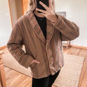 Free People Brown Striped Puffer Jacket